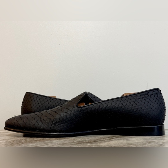 MANOLO BLAHNIK BLACK PYTHON SNAKE SKIN MARIO LOAFERS 12.5  US / 11.5 UK $1500 - Picture 6 of 11